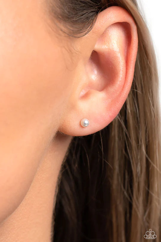 Dainty Details White Paparazzi Stud Earrings