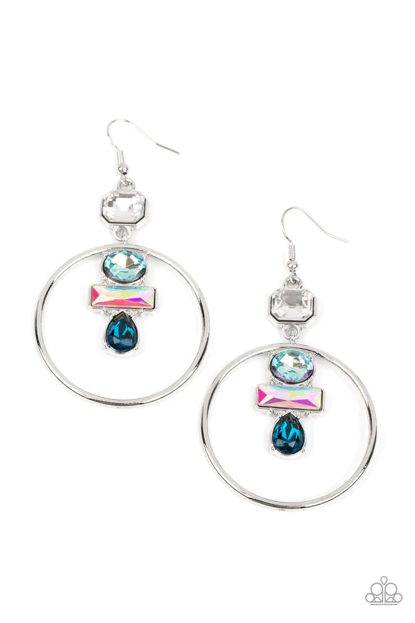 Geometric Glam Blue Earrings