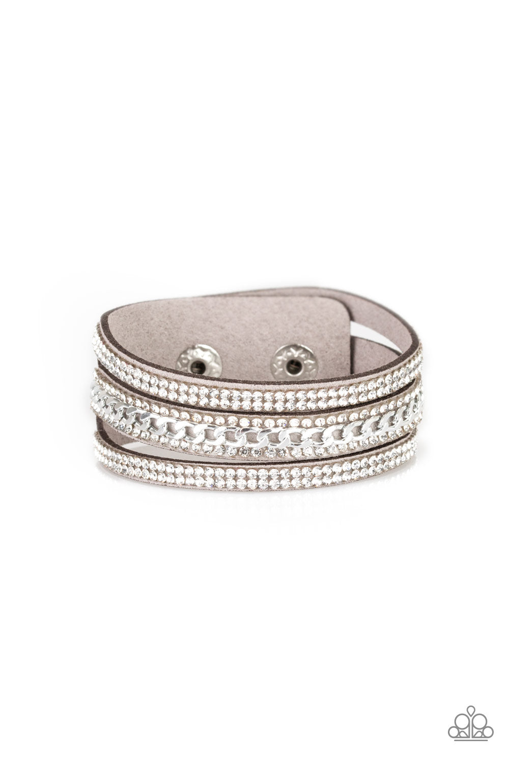 Rollin In Rhinestones - Silver Paparazzi Bracelet