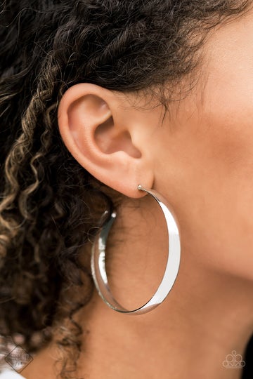A Double Feature Silver Paparazzi Exclusive Fashion Fix Earrings