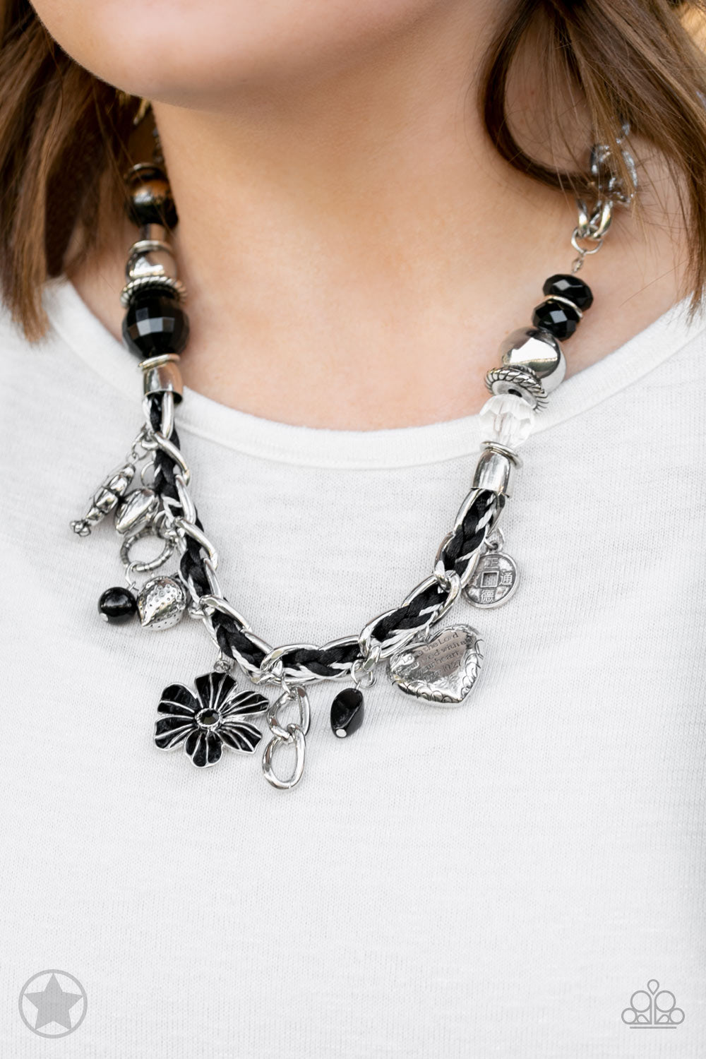 Charmed, I Am Sure - Black Paparazzi Blockbuster Necklace