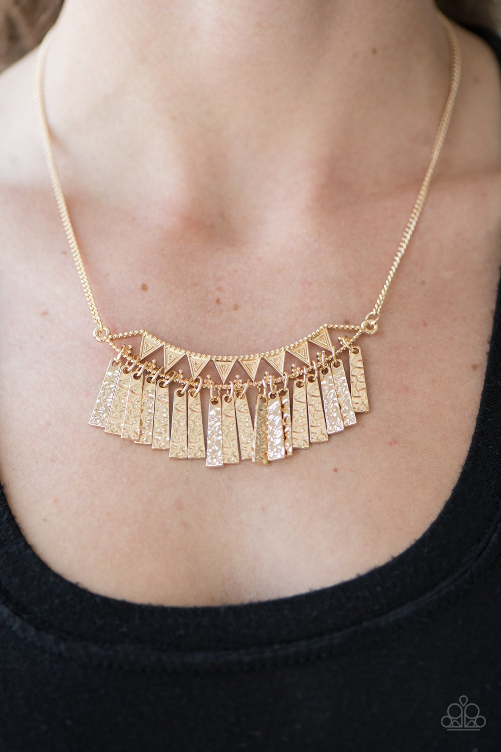 Terrifically Triassic Gold Paparazzi Necklace