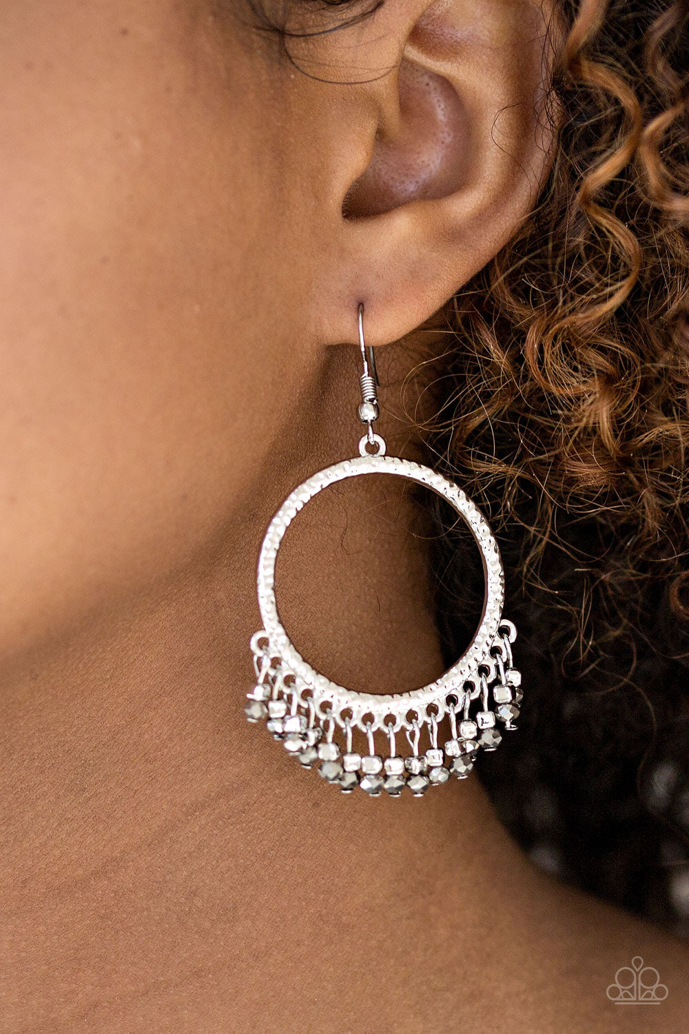 Tambourine Tango - Silver Paparazzi Earrings
