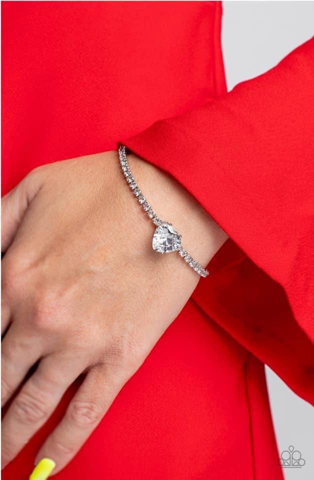 Bedazzled Beauty White Paparazzi Bracelet