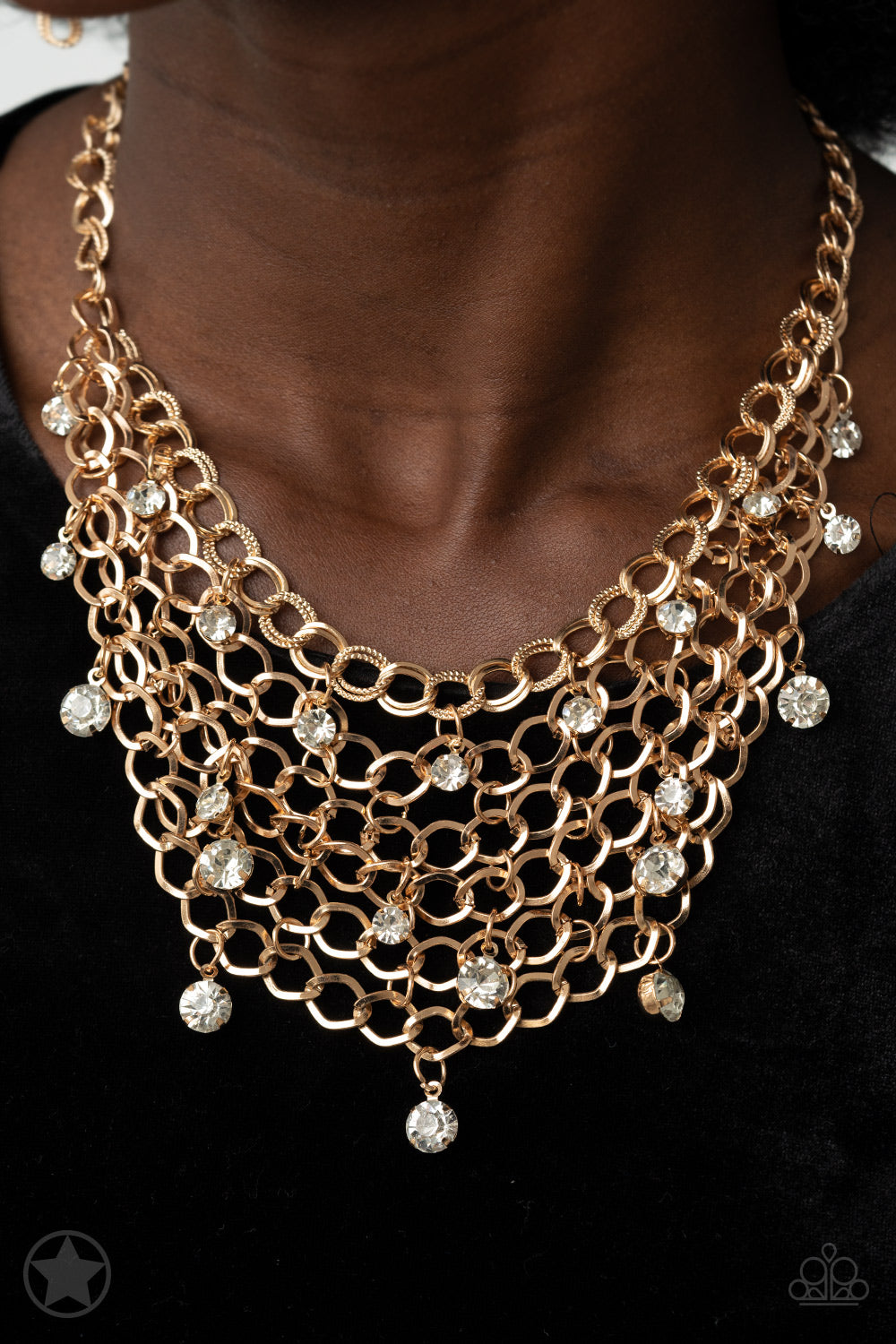 Fishing for Compliments - Gold Paparazzi Blockbuster Necklace