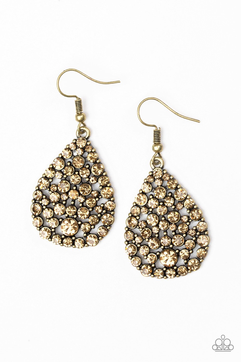 Sparkle Brighter Brass Paparazzi Earrings