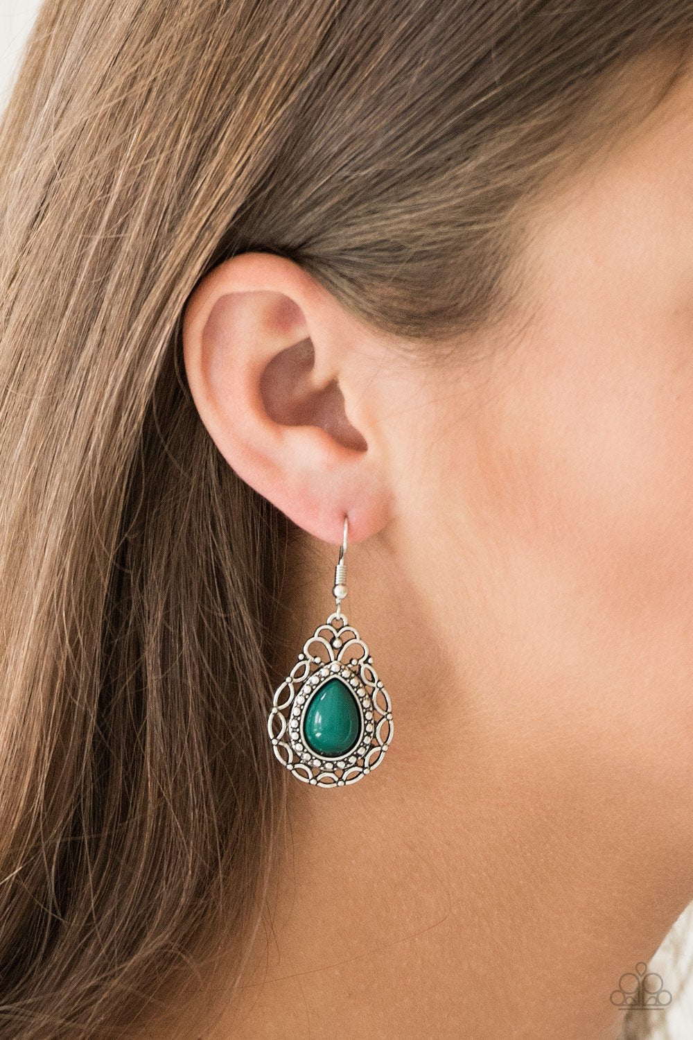 Flirty Finesse - Green Paparazzi Earrings