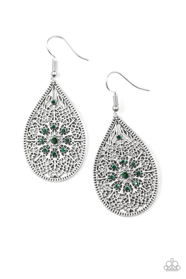 Dinner Party Posh Green Paparazzi Earrings