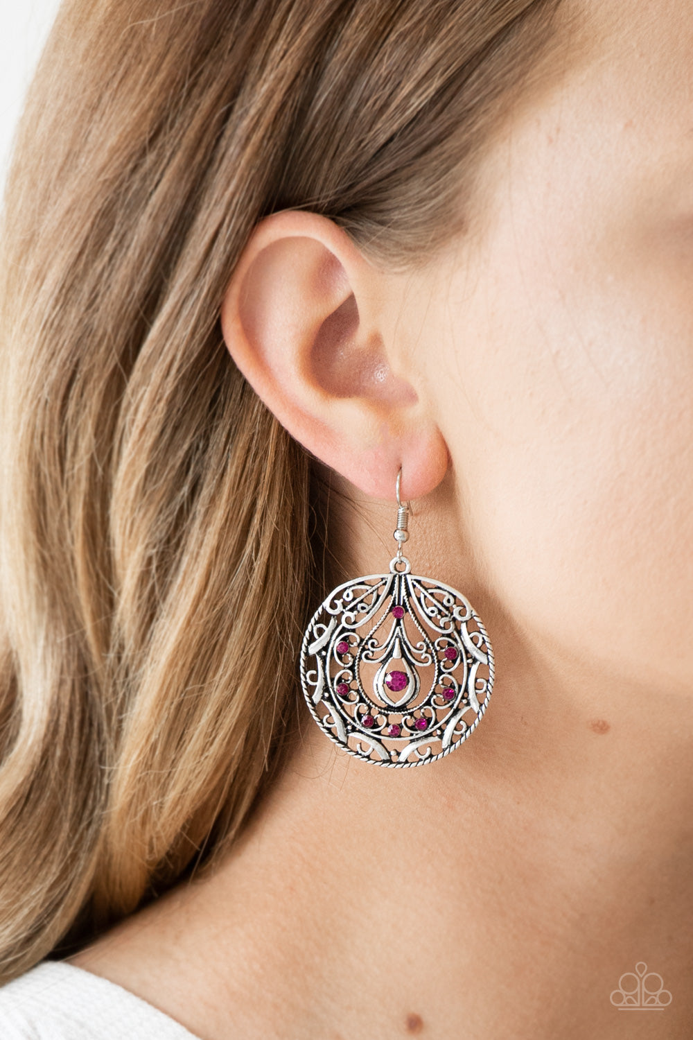 Choose To Sparkle - Pink Paparazzi Earrings