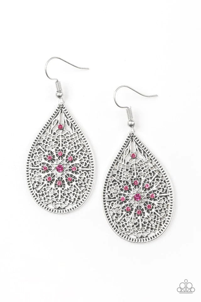 Dinner Party Posh Pink Paparazzi Earrings