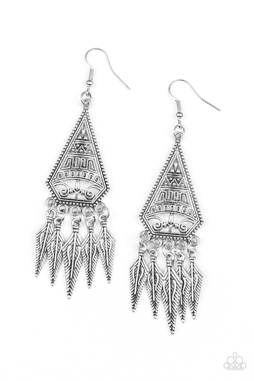 Me Oh MAYAN - Silver Paparazzi Earrings