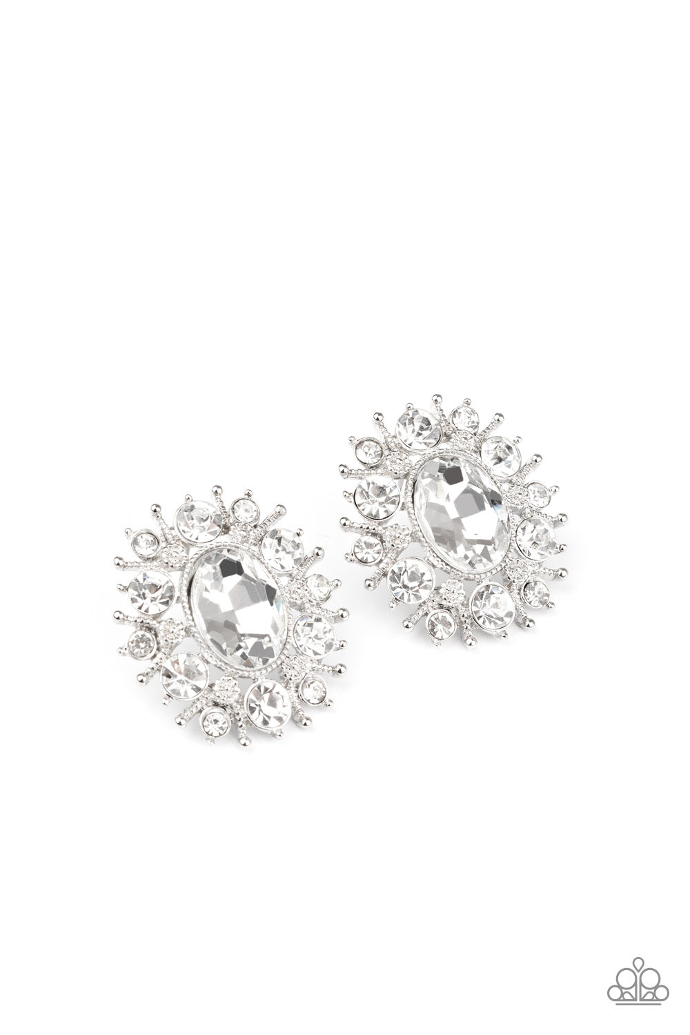 Serious Star Power - White Paparazzi Earrings