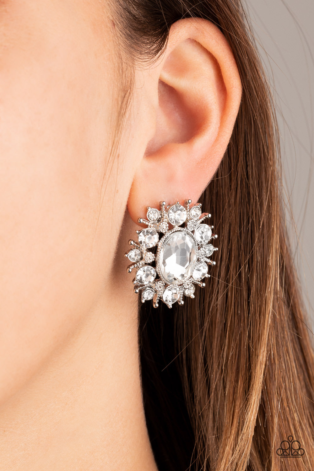 Serious Star Power - White Paparazzi Earrings