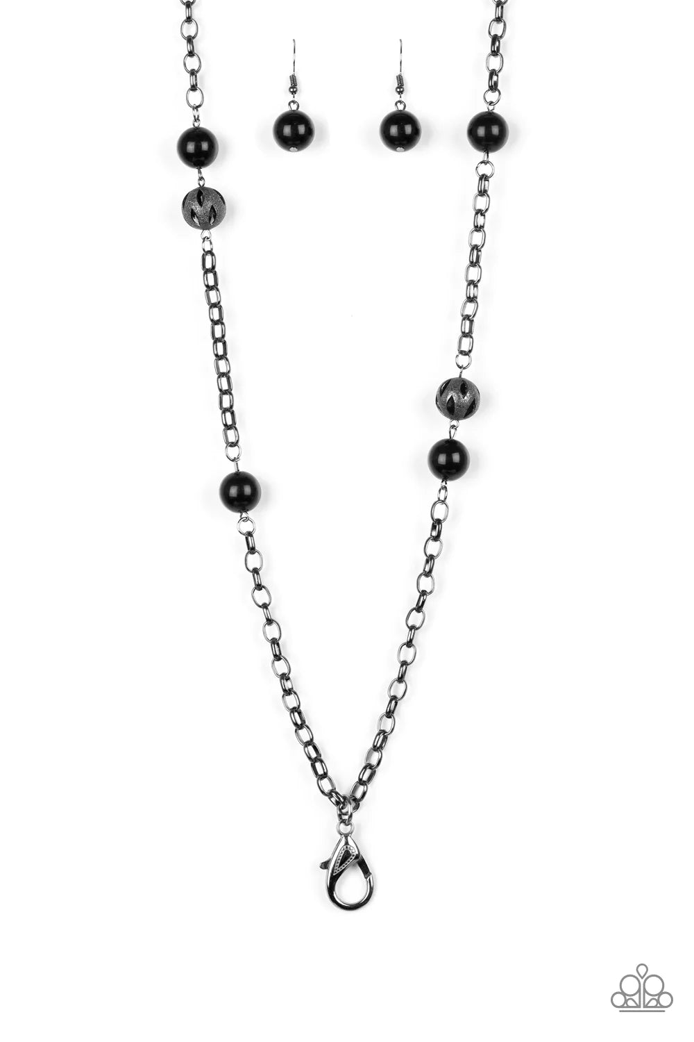 Fashion Fad Black Paparazzi Lanyard Necklace