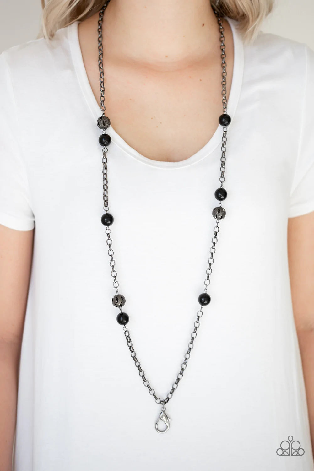 Fashion Fad Black Paparazzi Lanyard Necklace