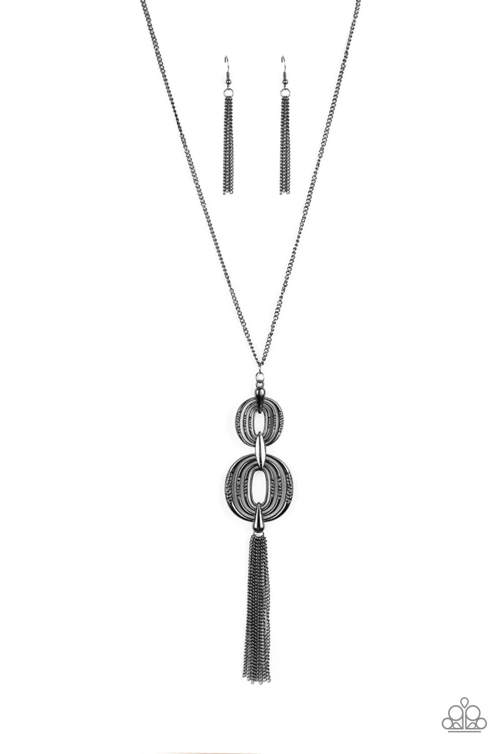 Timelessly Tasseled Black Paparazzi Necklace