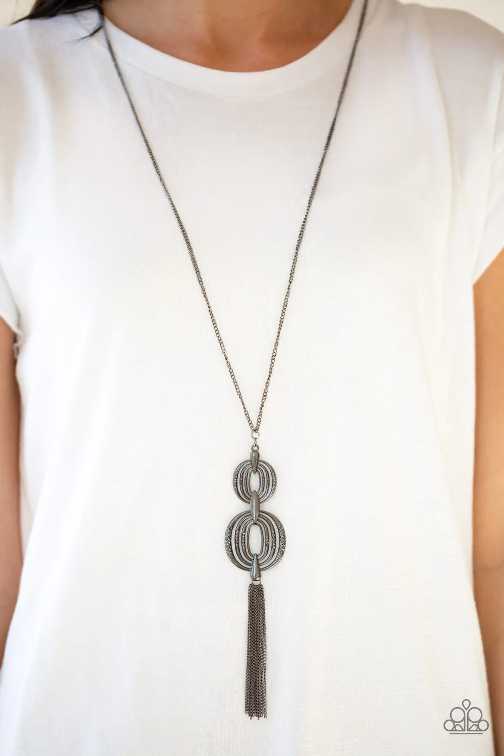 Timelessly Tasseled Black Paparazzi Necklace