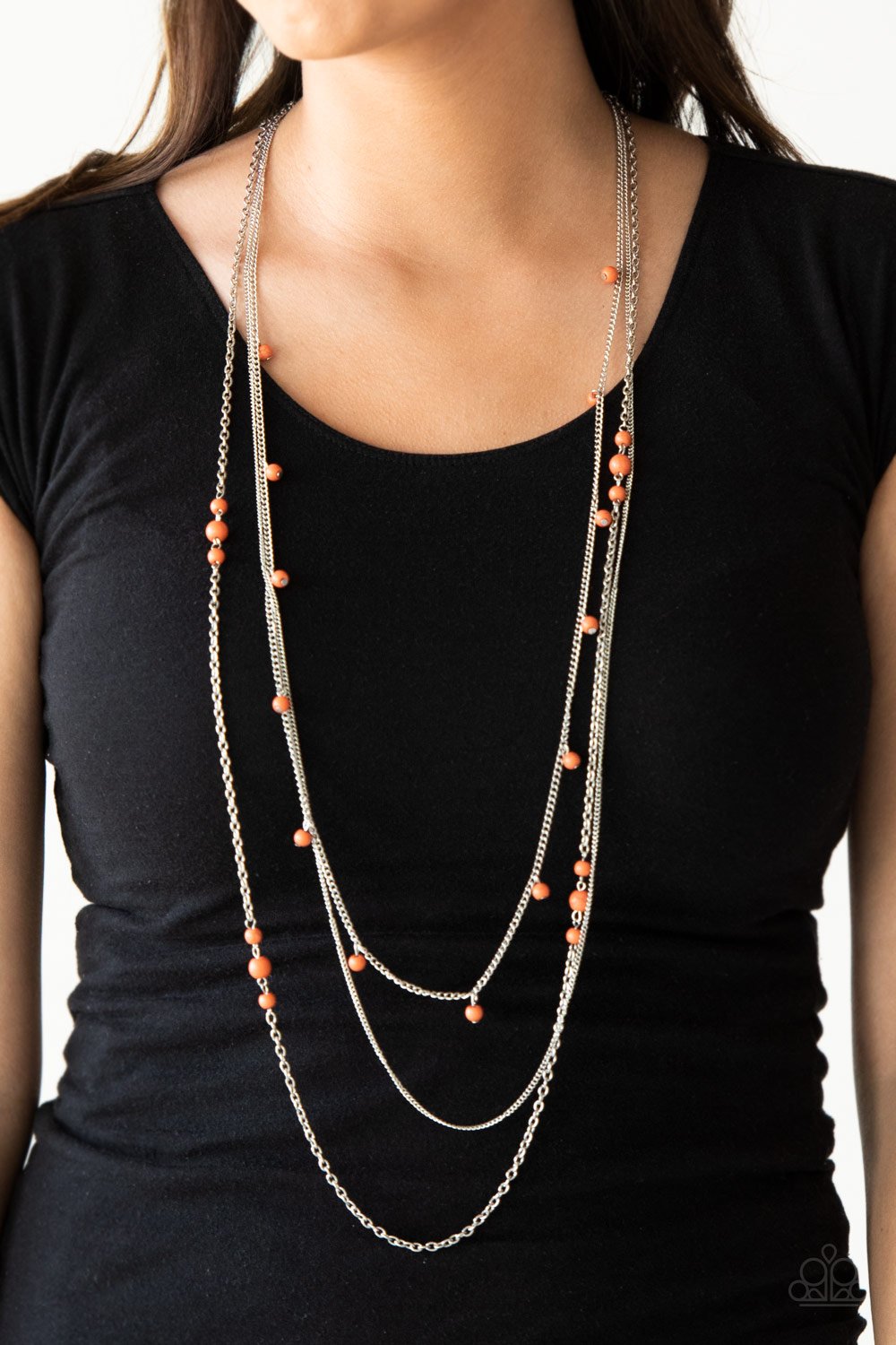 Laying the Groundwork Orange Paparazzi Necklace