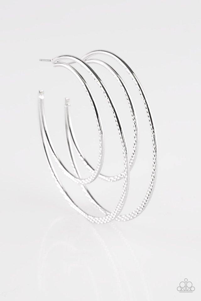 Drop It Like It's HAUTE - Silver Paparazzi Hoop Earring