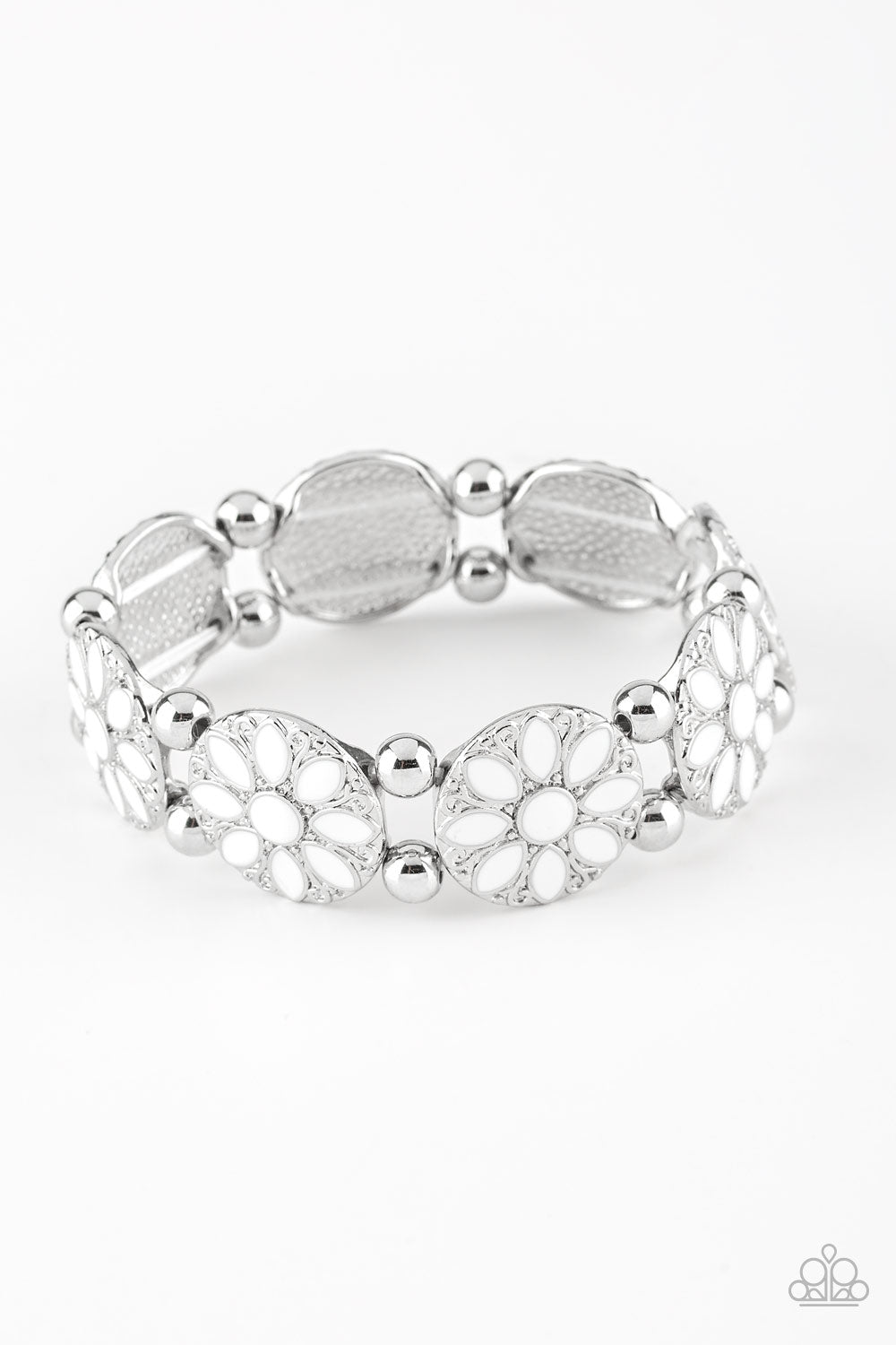 Dancing Dahlias - White Paparazzi Bracelet