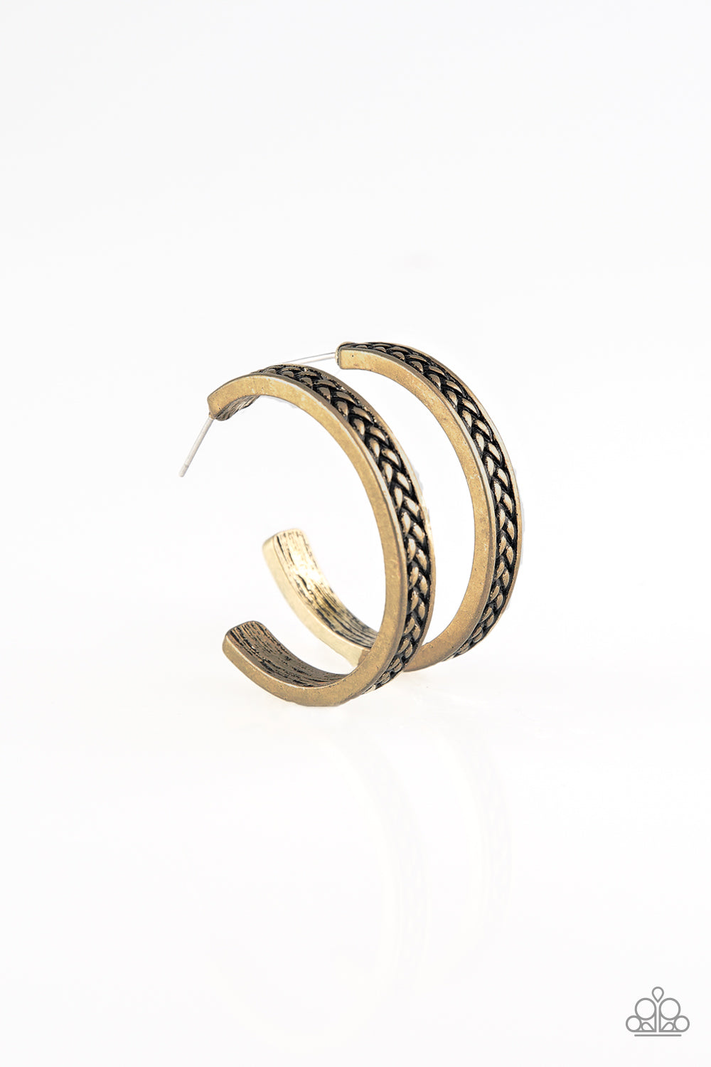 Rugged Retro - Brass Paparazzi Hoop Earrings