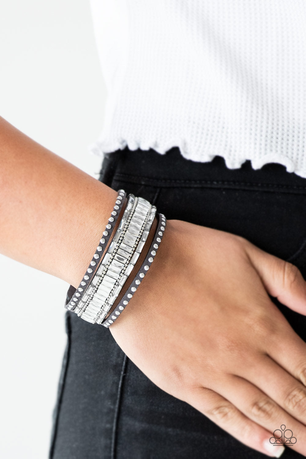 Rock Star Rocker - Silver Paparazzi Urban Bracelet