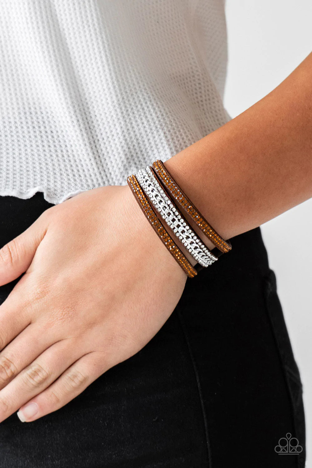 Rollin' In Rhinestones Brown Paparazzi Urban Bracelet