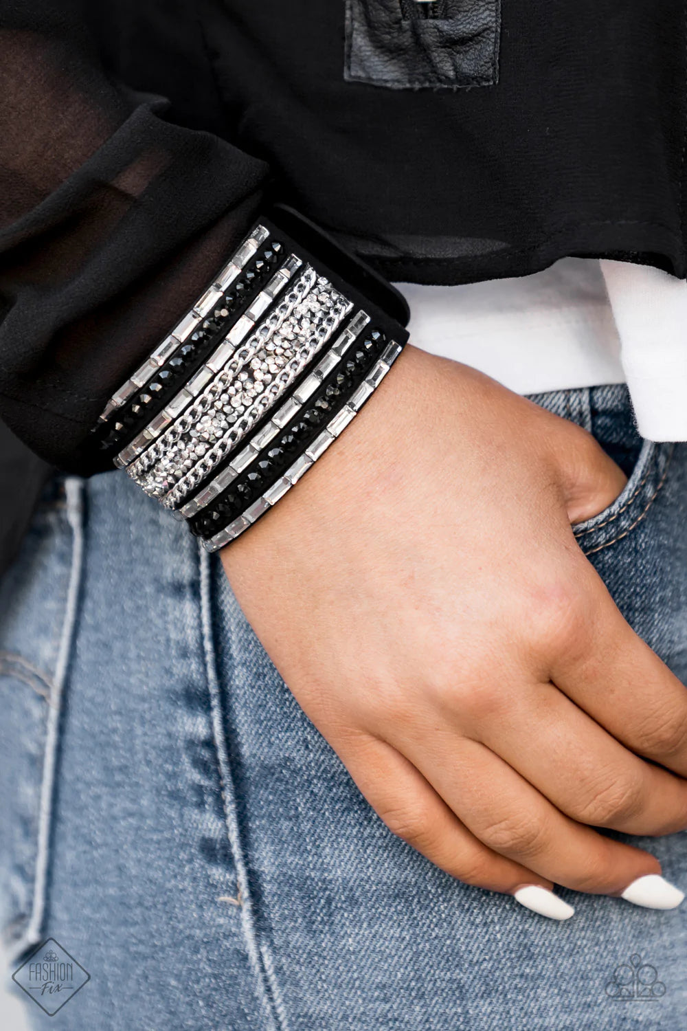 Rhinestone Rumble Black Paparazzi Urban Bracelet