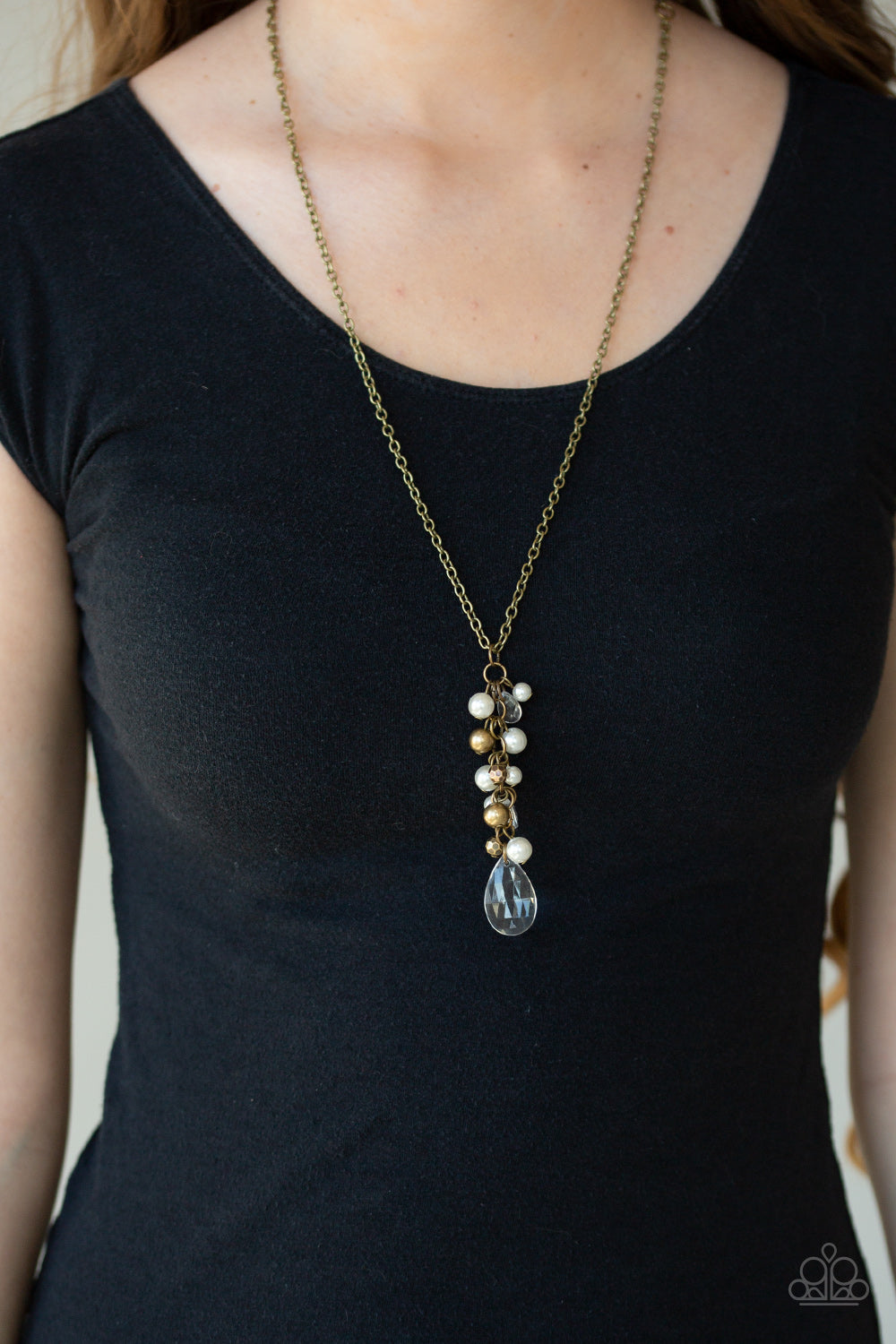 Teardrop Serenity - Brass Paparazzi Necklace