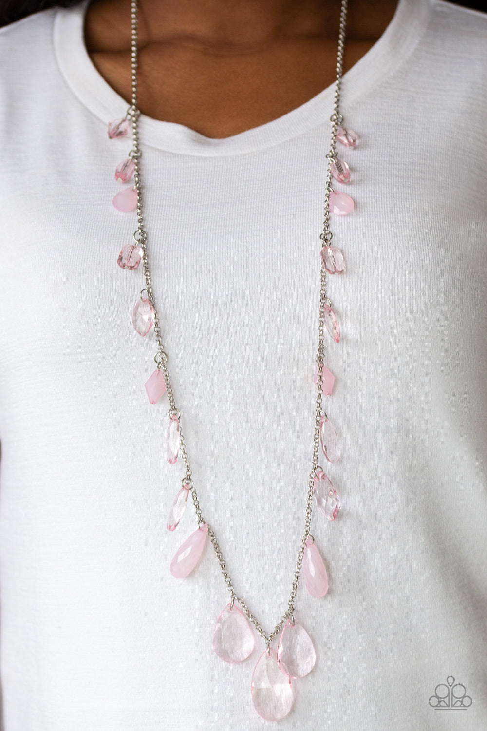 GLOW And Steady Wins The Race - Pink Paparazzi Necklace