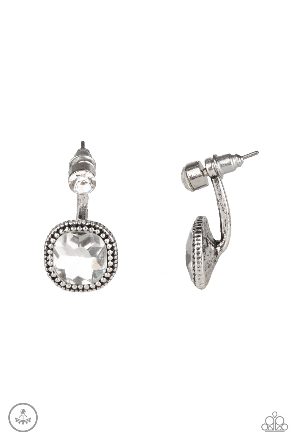 Celebrity Cache - White Paparazzi Double-Sided Earrings