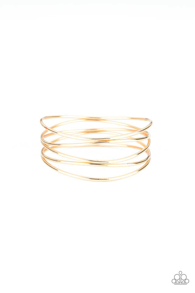 Showstopping Sheen Gold Paparazzi Bracelet