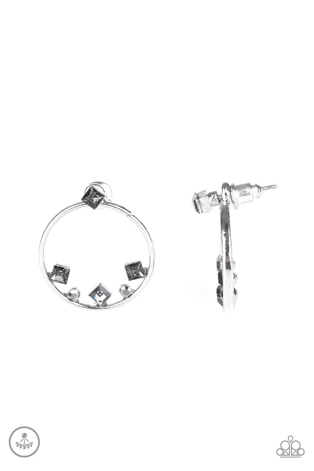 Top-Notch Twinkle Silver Paparazzi Double Sided Earrings