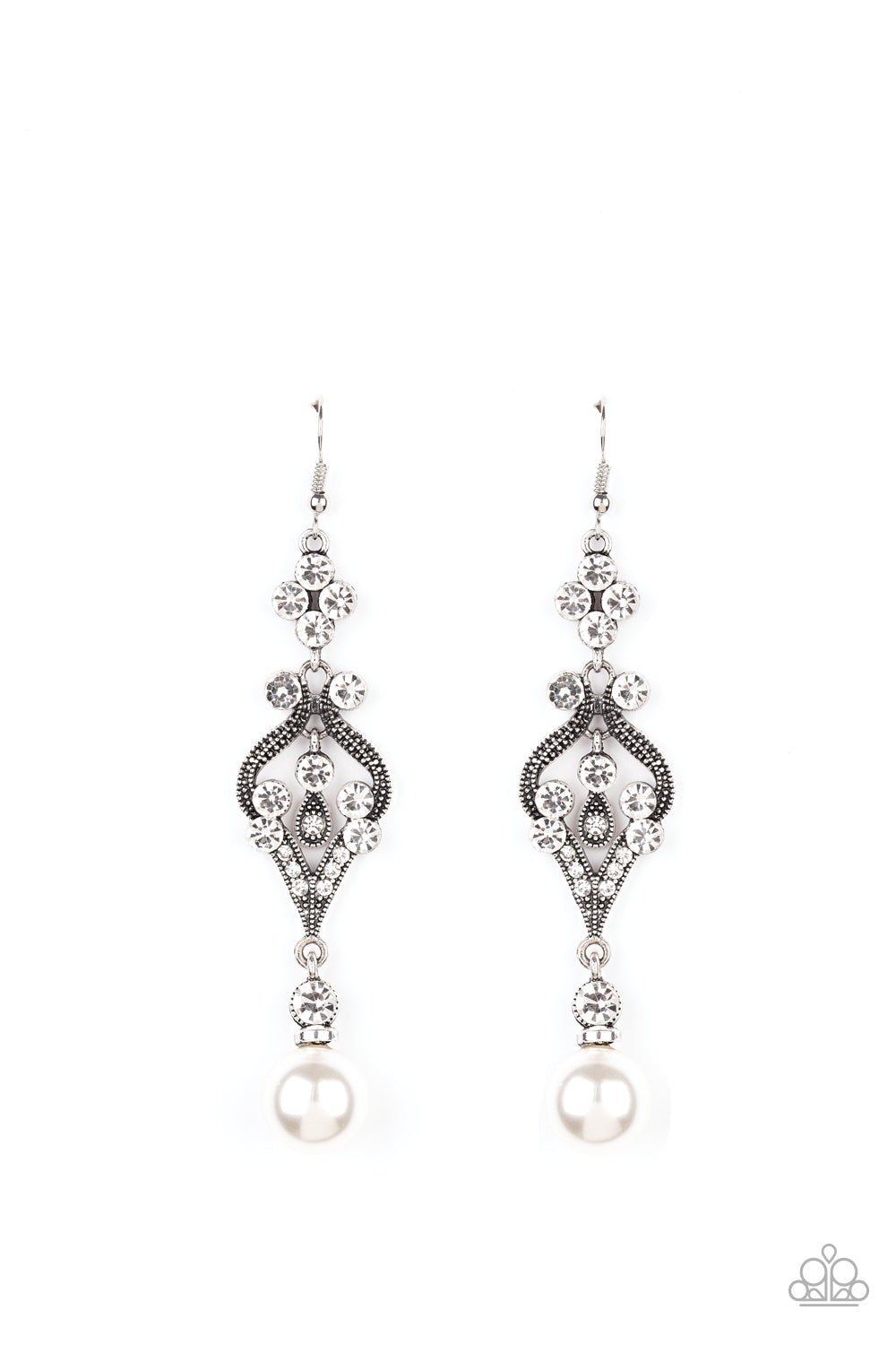 Elegantly Extravagant White Paparazzi Earrings