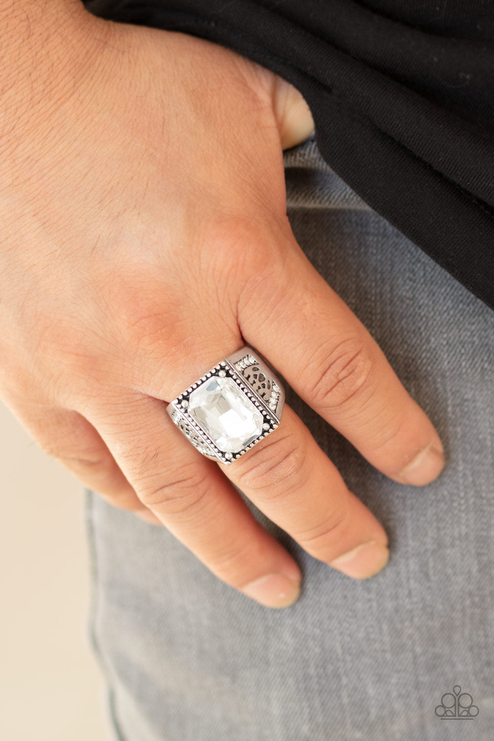 Conquered - White Paparazzi Urban Ring