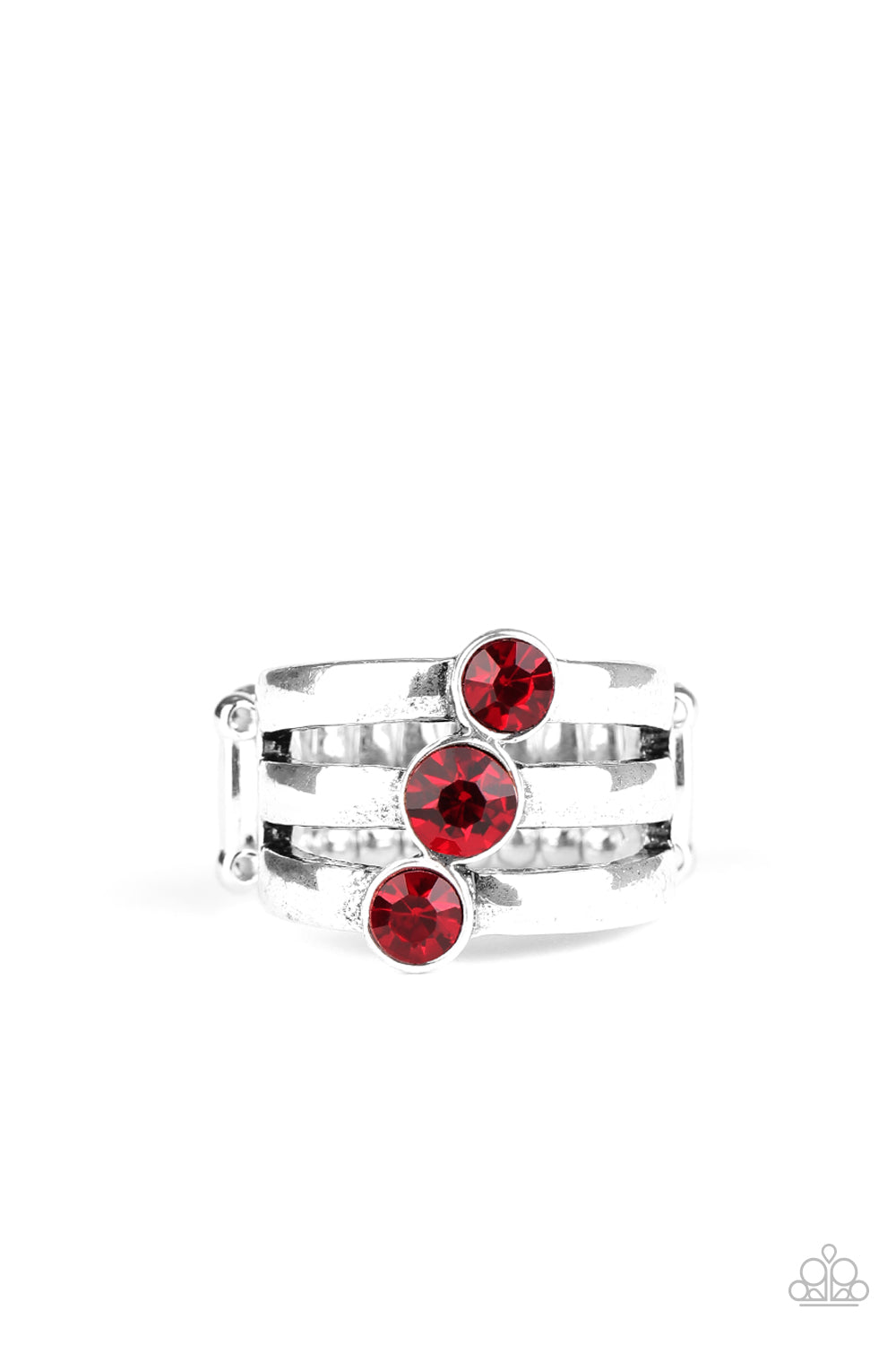 Triple The Twinkle - Red Paparazzi Ring
