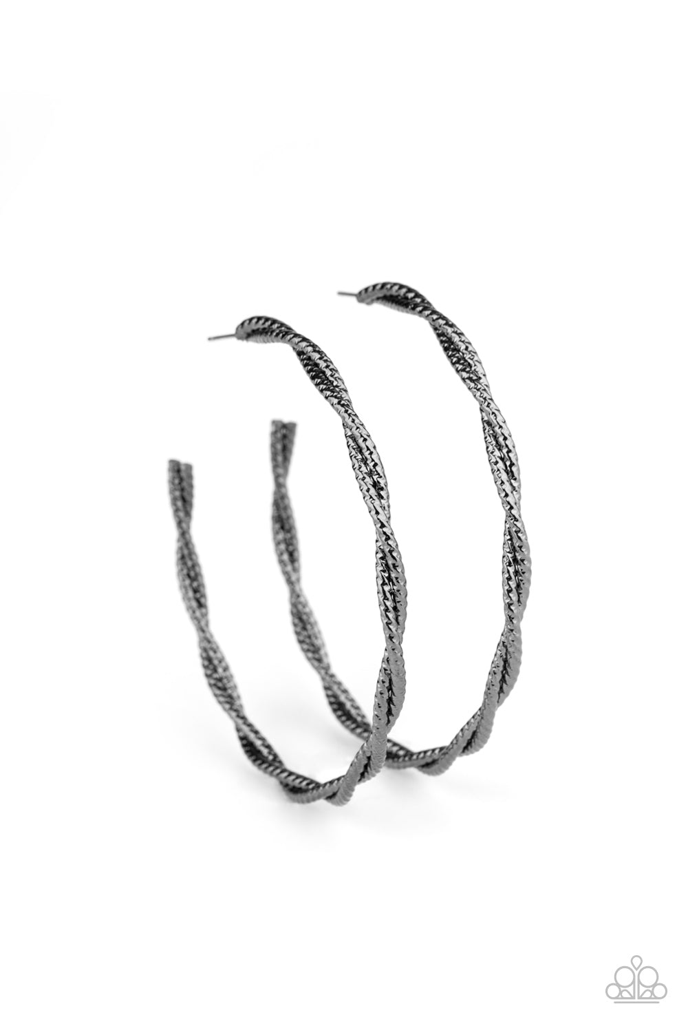 Totally Throttled - Black Paparazzi Hoop Earrings