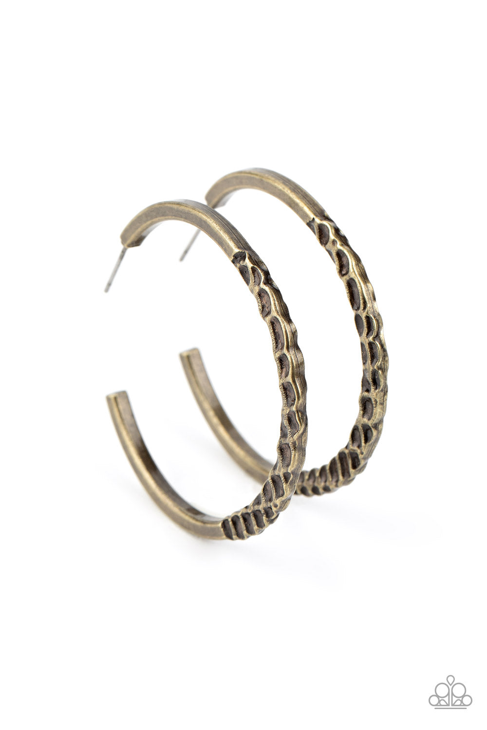 Imprinted Intensity - Brass Paparazzi Earrings