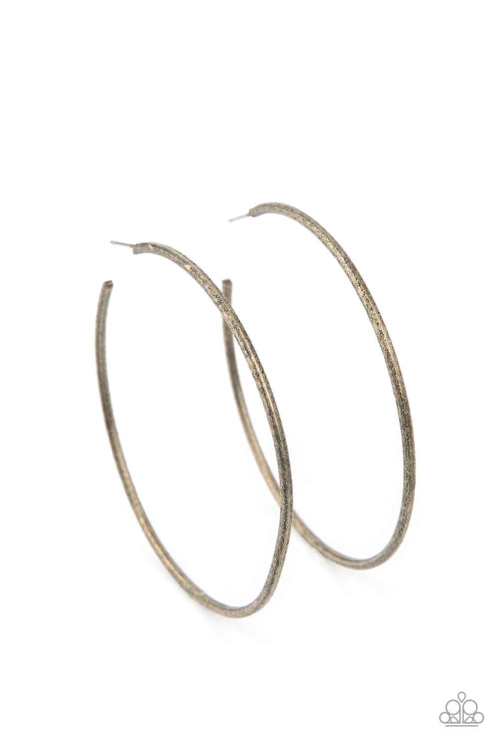 Rustic Roundabout - Brass Paparazzi Hoop Earrings