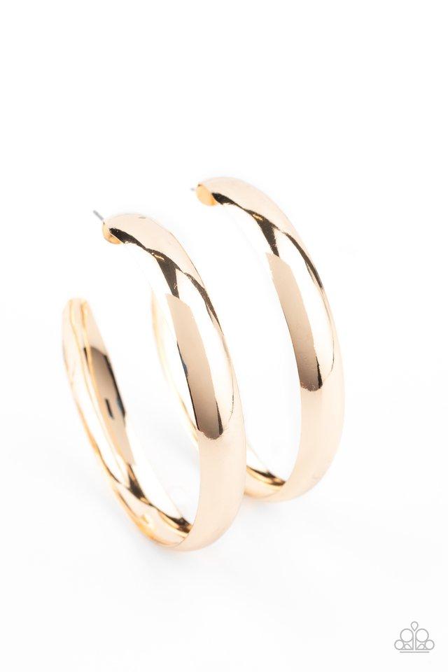 BEVEL In It Gold Paparazzi Hoop Earrings