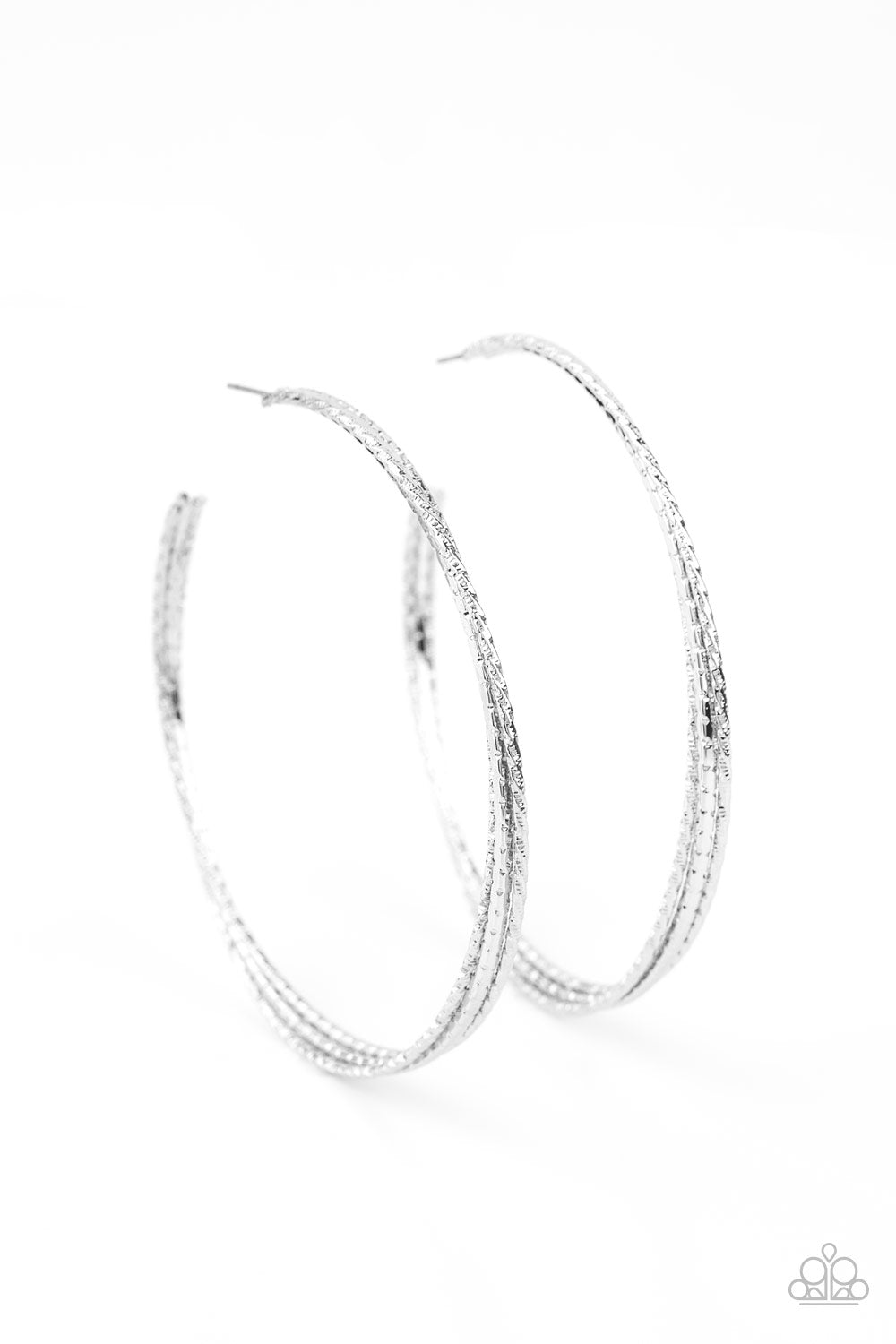 Watch and Learn - Silver Paparazzi Hoop Earrings