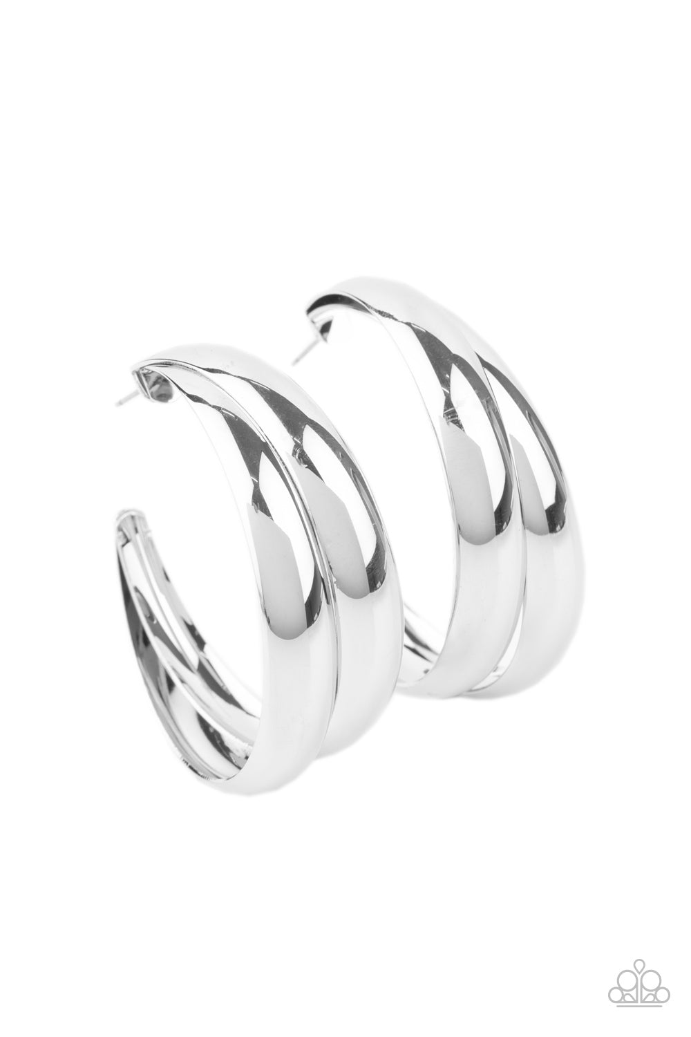 Colossal Curves - Silver Paparazzi Earrings