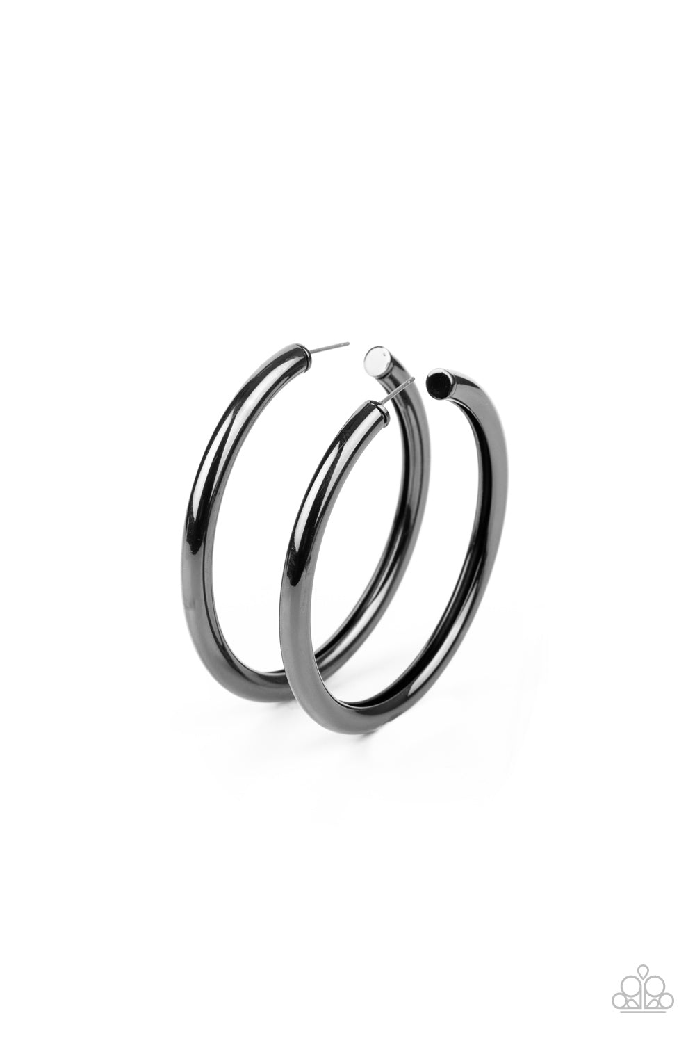 Curve Ball - Black Paparazzi Hoop Earrings