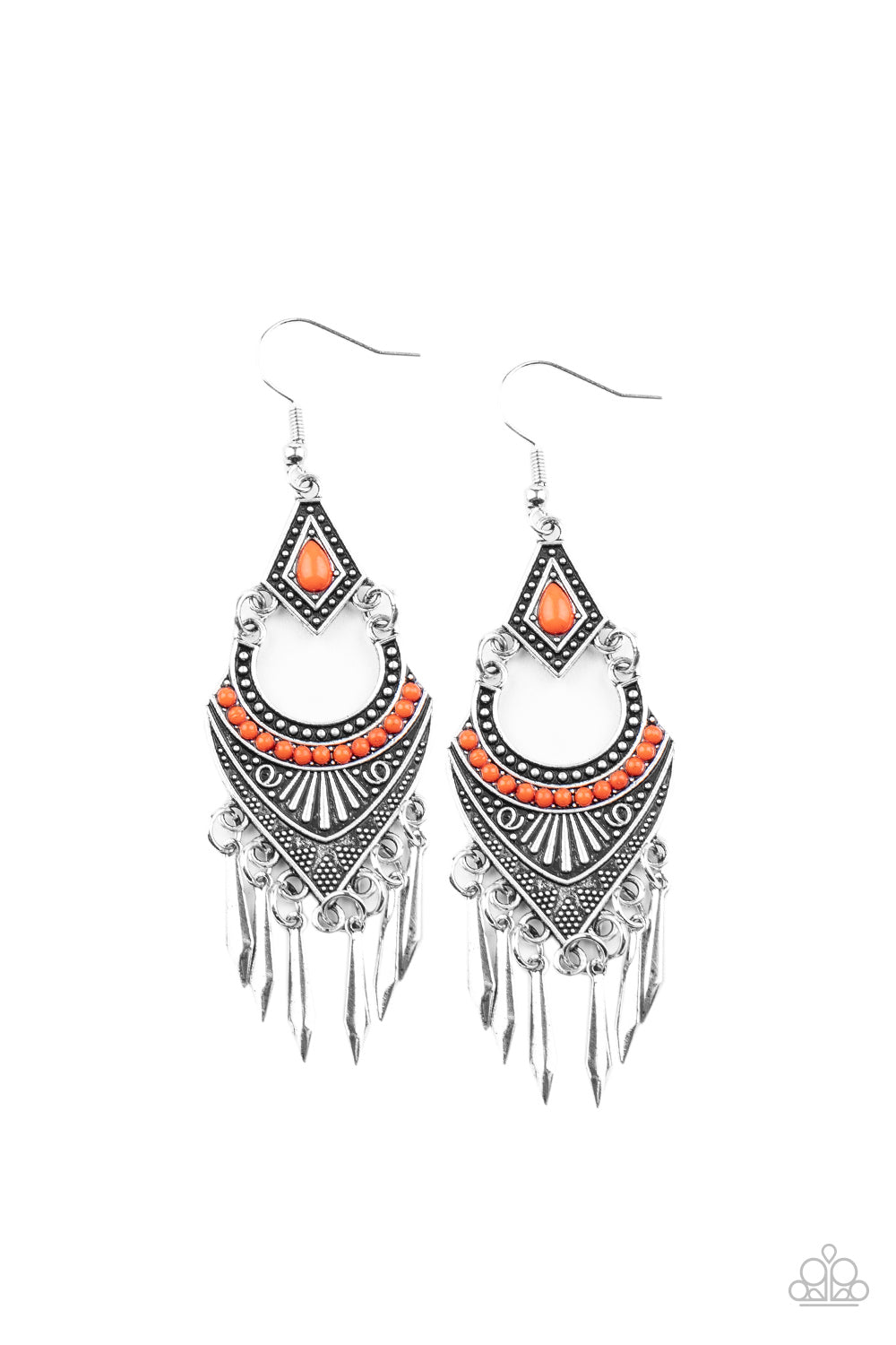 Trailblazer Beam - Orange Paparazzi Earrings