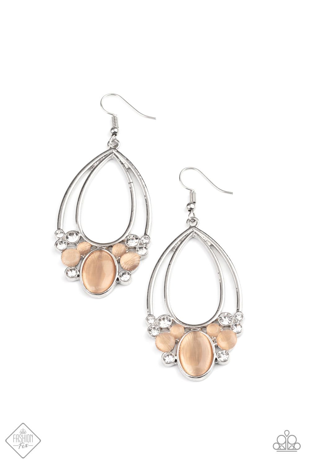 Look Into My Crystal Ball - Orange Paparazzi Earrings