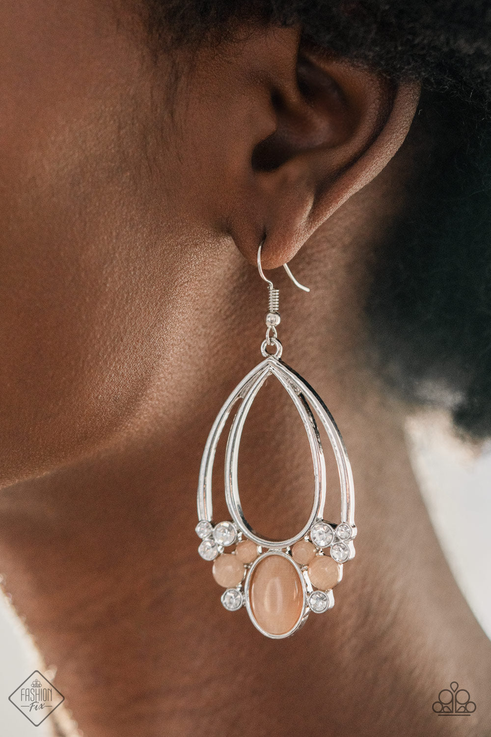 Look Into My Crystal Ball - Orange Paparazzi Earrings