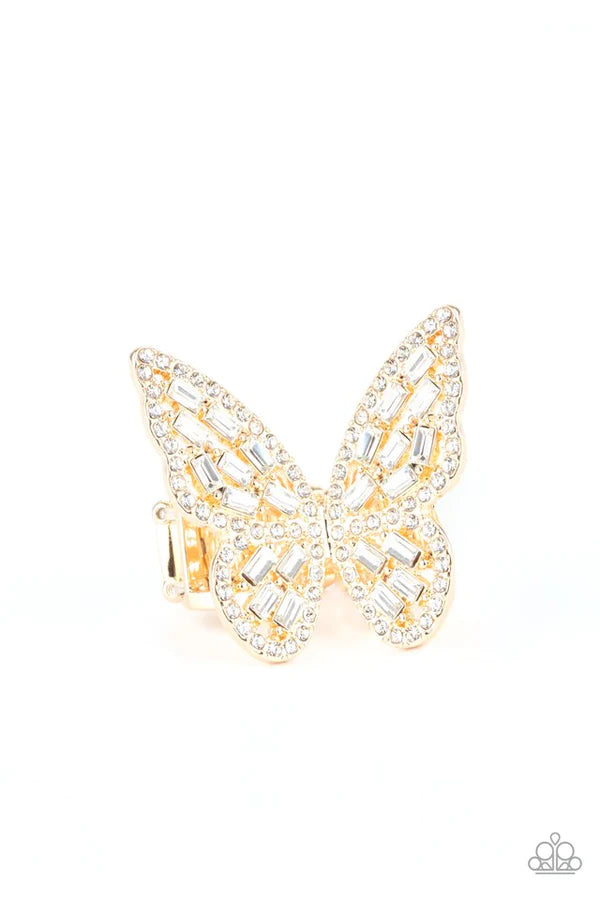 Flauntable Flutter Gold Paparazzi Ring