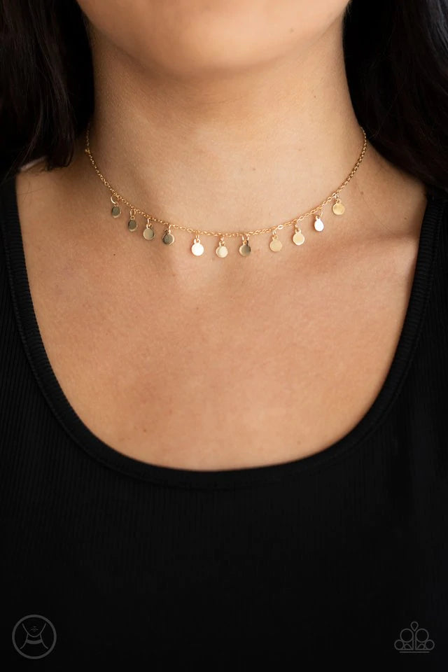 Ready, Set, DISCO! - Gold Paparazzi Choker Necklace