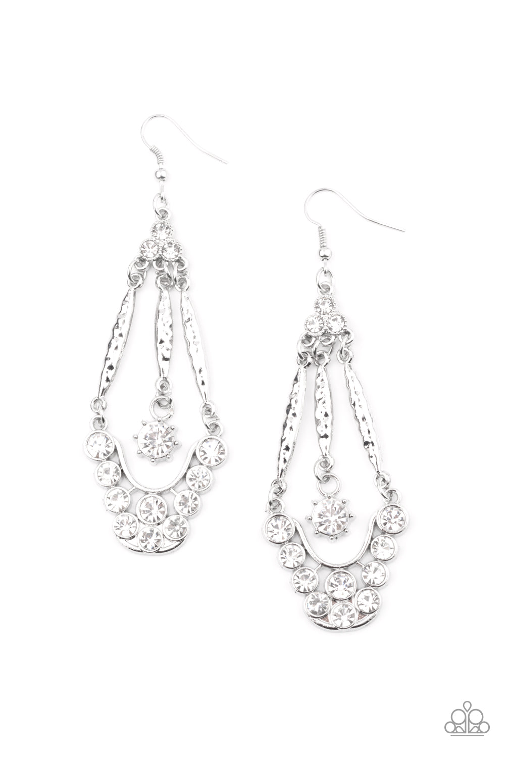 High-Ranking Radiance - White Paparazzi Earrings