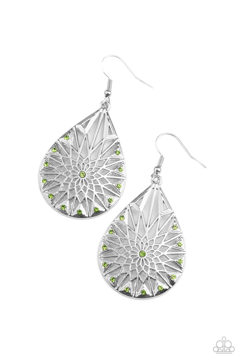 Icy Mosaic - Green Paparazzi Earrings